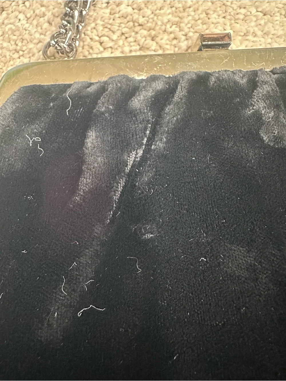 Vintage Classic Black Velvet Chain-Handle Evening Bag unbranded
